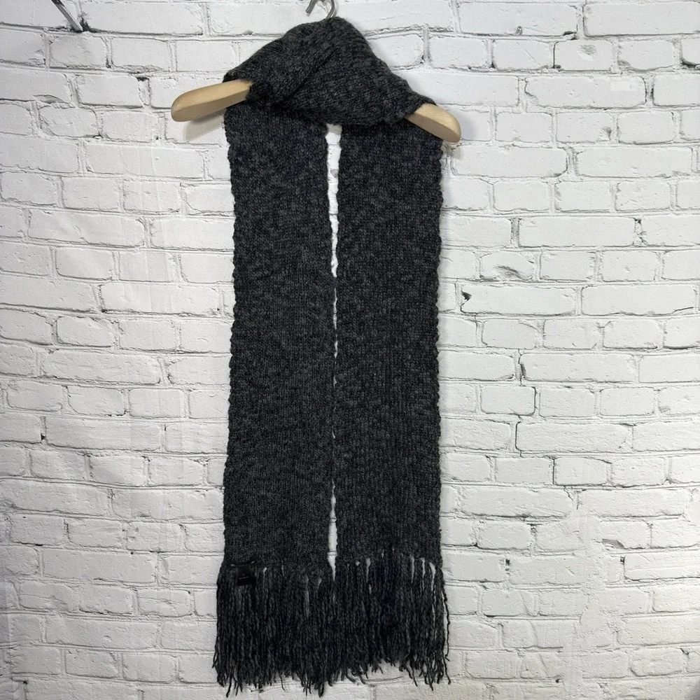 John Varvatos USA Charcoal Knit‎ Scarf Wool Acrylic Blend Long 104